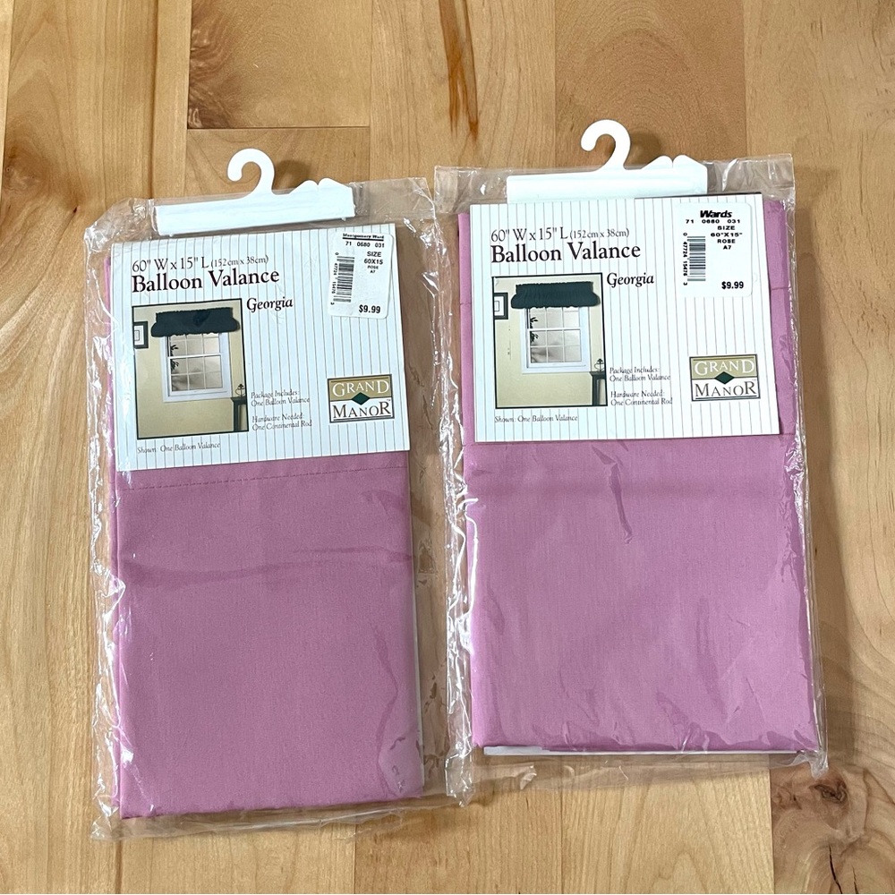 Vintage Balloon Valance Set of 2 Rose 60”x15” Made in USA New Factory Sealed